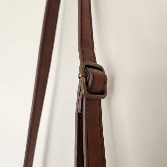 Lucky Brand Purse Tan Brown Natural Linen Faux Leather Bucket Hobo Crossbody Bag - Picture 5 of 13